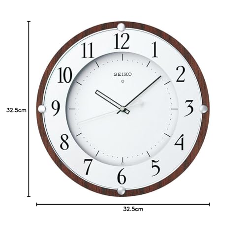 Seiko Clock Wall Clock Radio Analog Wooden Frame Brown Wood KX373B
