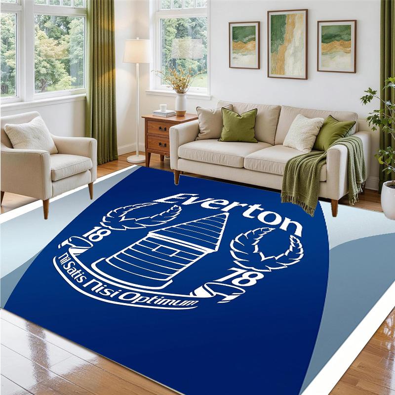 Everton Football Design Crystal Velvet Rug Soft Decorative Mat for Bedroom Entrance