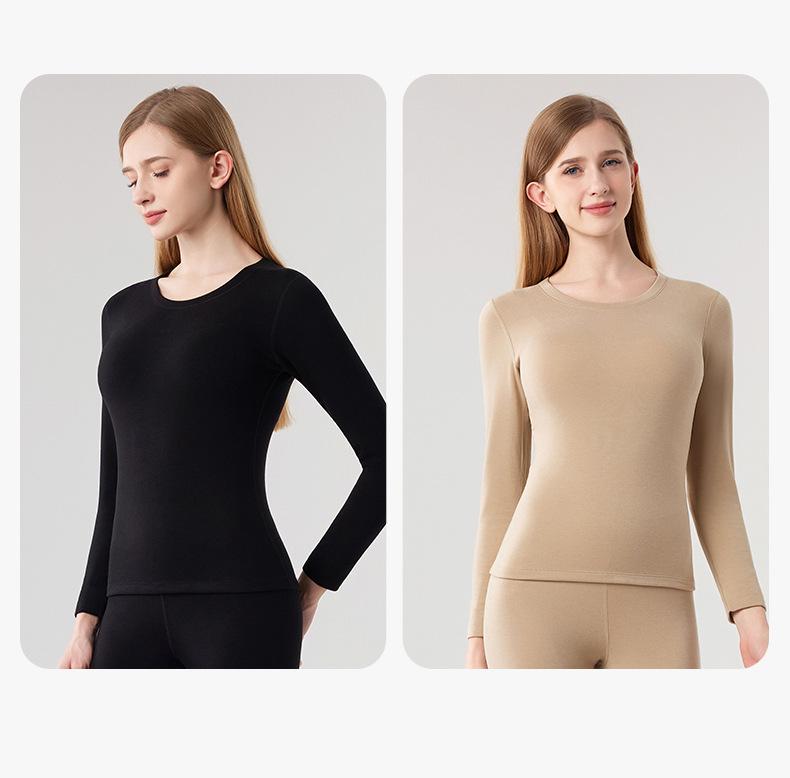 Women's Class A Fleece-Lined Thermal Cashmere Underwear Set - Antibacterial Autumn/Winter Top and Pants.