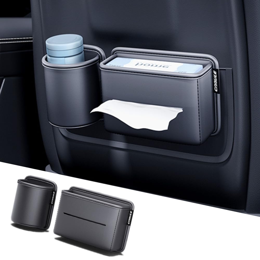 AUSTYLCO Car Seat Back Storage Rear Seat Storage Box with Integrated Tissue Box and Water Cup Large Car Car Accessories Box, Multi-Function Holder,