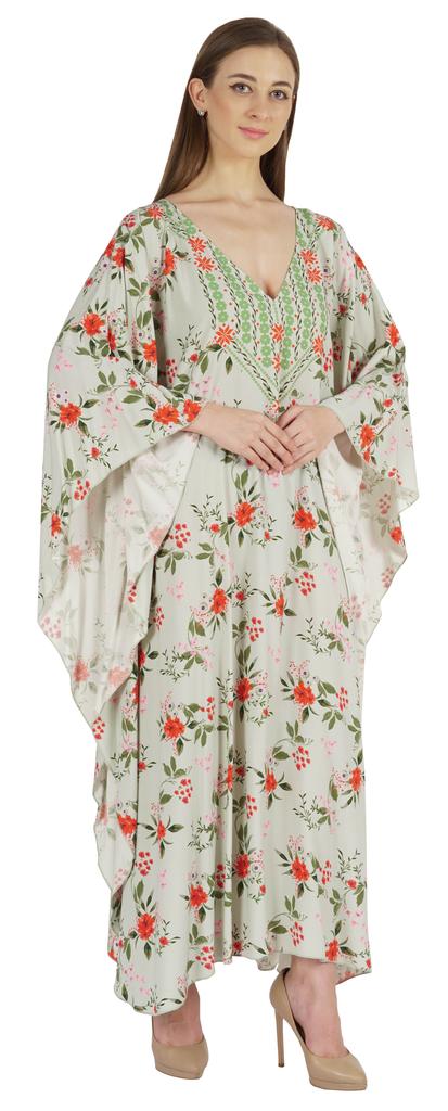 Moomaya Kimono Maxikleid Bedruckter langer Kaftan für Damen Cover-Up Kaftan Beach Resort
