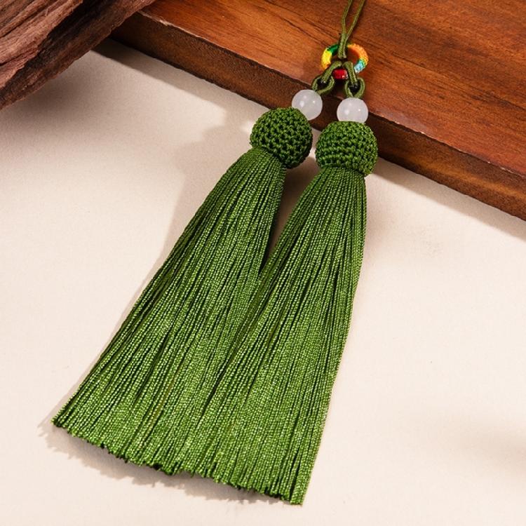 Versatile Keychain with Double Tassels Designs Polyester Silk Fringe with Loop for Keys Bags Decoration
