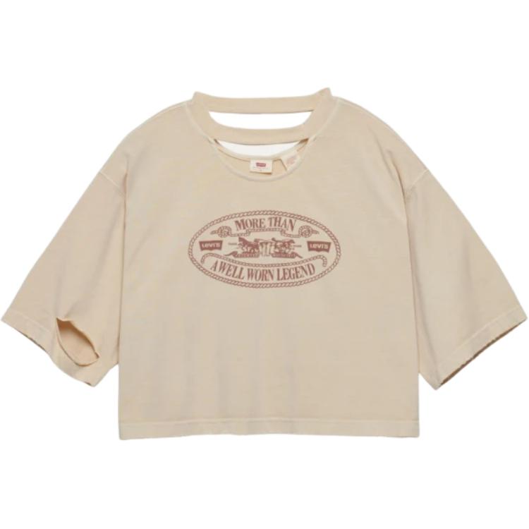 

Levis Мягкая Дышащая Футболка с Круглым Вырезом, Полым Дизайном, Принтом, Со Спущенным Плечом и Коротким Рукавом Женские Футболки 003SP-0001 M