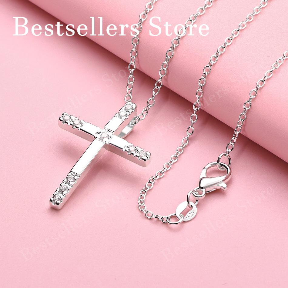 925 sterling silver 16-30 inch exquisite cross pendant necklace, women's fashion jewelry gift, wedding accessories