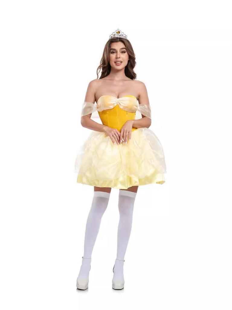 Disney Princess and Villain Cosplay Costumes: Snow White, Belle, Anna, Ariel, Evil Queen, Sleeping Beauty, Red Queen.