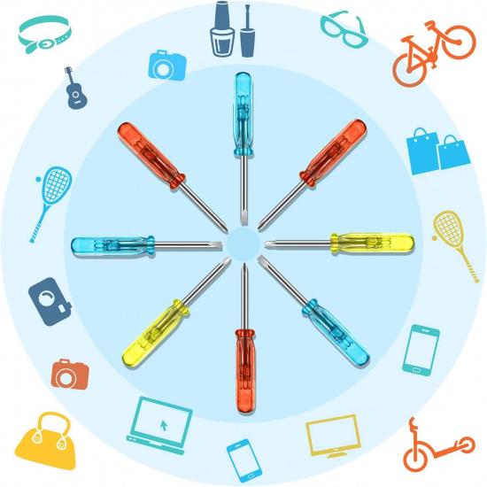 Jutom 20 Set Mini Screwdriver Keychain Set Bulk Includes 3 Mini Screwdrivers In a Portable Pouch with Snap with Hook Bulk Adult Men Employee