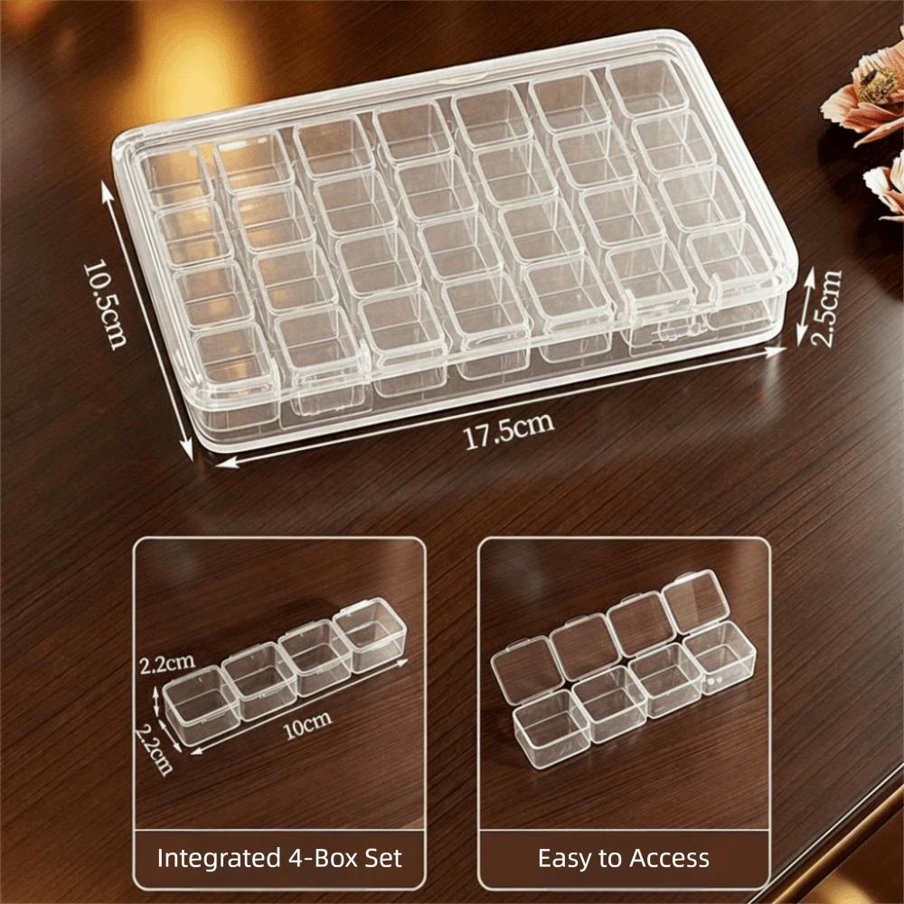 Grid Compartment Jewelry Storage Box Transparent Clear Multi-Grid Design Earring Display Case Plastic Material
