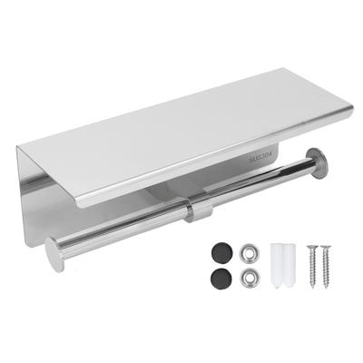 Stainless Steel Toilet Paper Holder with Shelf Self Adhesive Punch Free Toilet Paper Shelf Roll