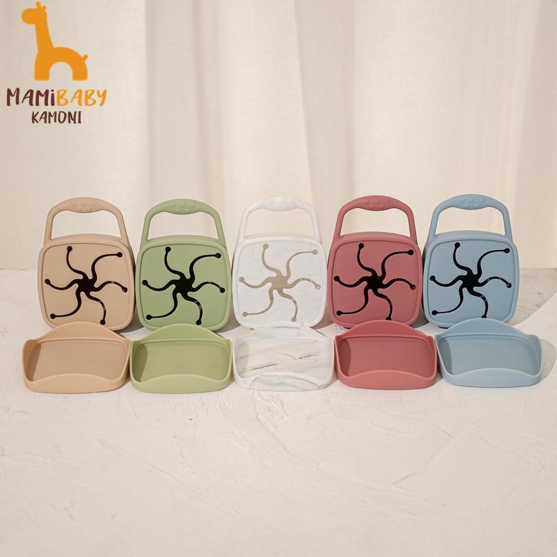 

Детская силиконовая складная коробка для хранения еды без BPA, однотонная чашка для детских закусок, портативный детский контейнер для закусок с крышкой для детей