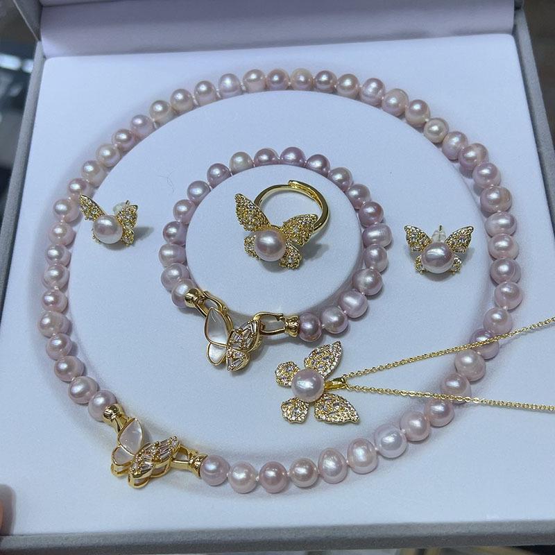 Mother's Day Pearl Set: 8-9mm Near Round Freshwater Pearls with Minor Imperfections.