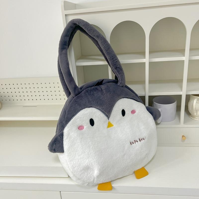 Niedliche Cartoon-Pinguin-Tasche Damen Herbst und Winter neu Campus Schultertasche mit großem Fassungsvermögen Herbst und Winter Plüschhandtasche