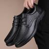Fashion New Male Comfortable Driving Shoe Italian Handmade Business Shoes Genuine Leather Fashion Men's Loafers All-match Lace-Up Flats
