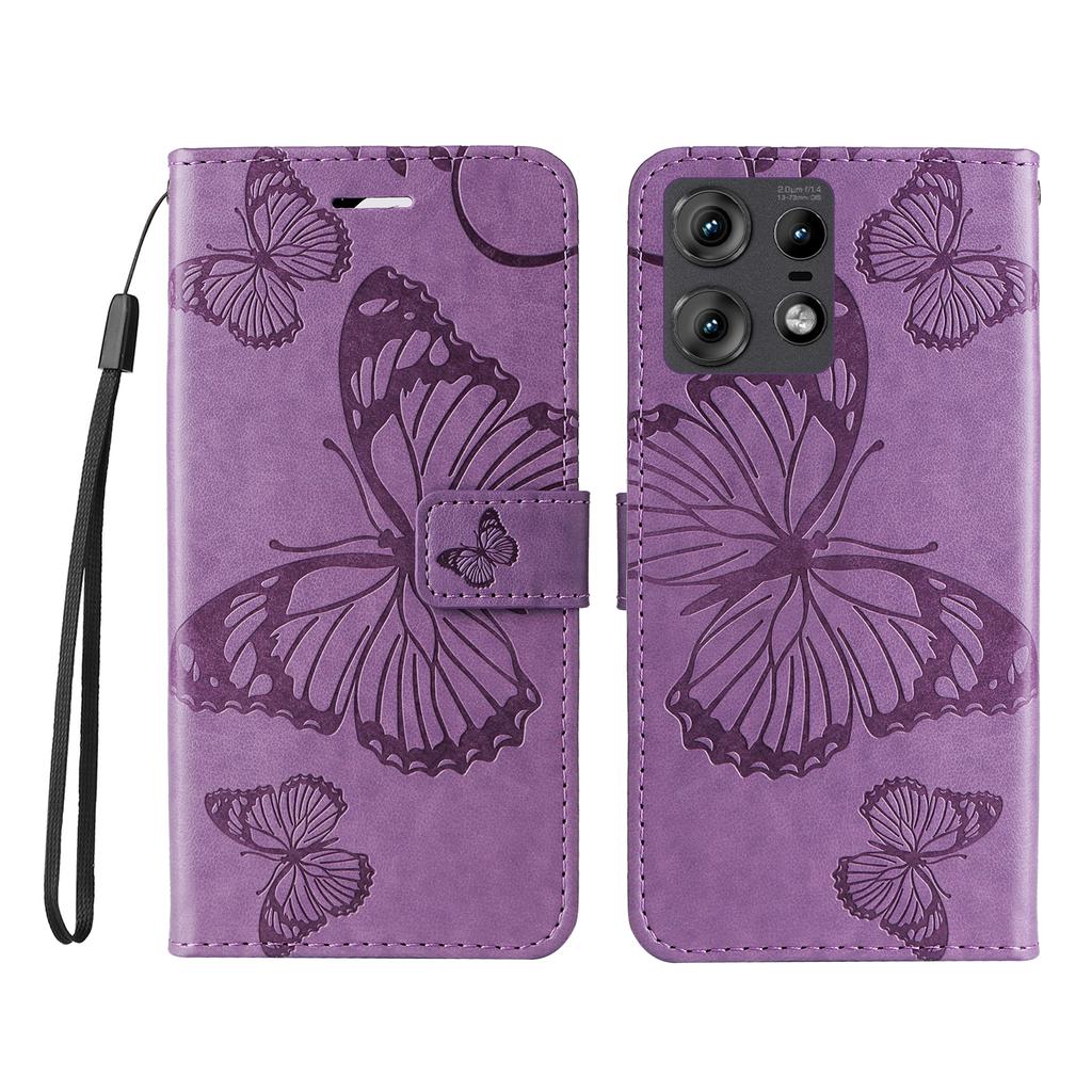 For Motorola Edge 50 Pro 5G Wallet Case Floral Butterfly Imprinted Leather Phone Cover Stand