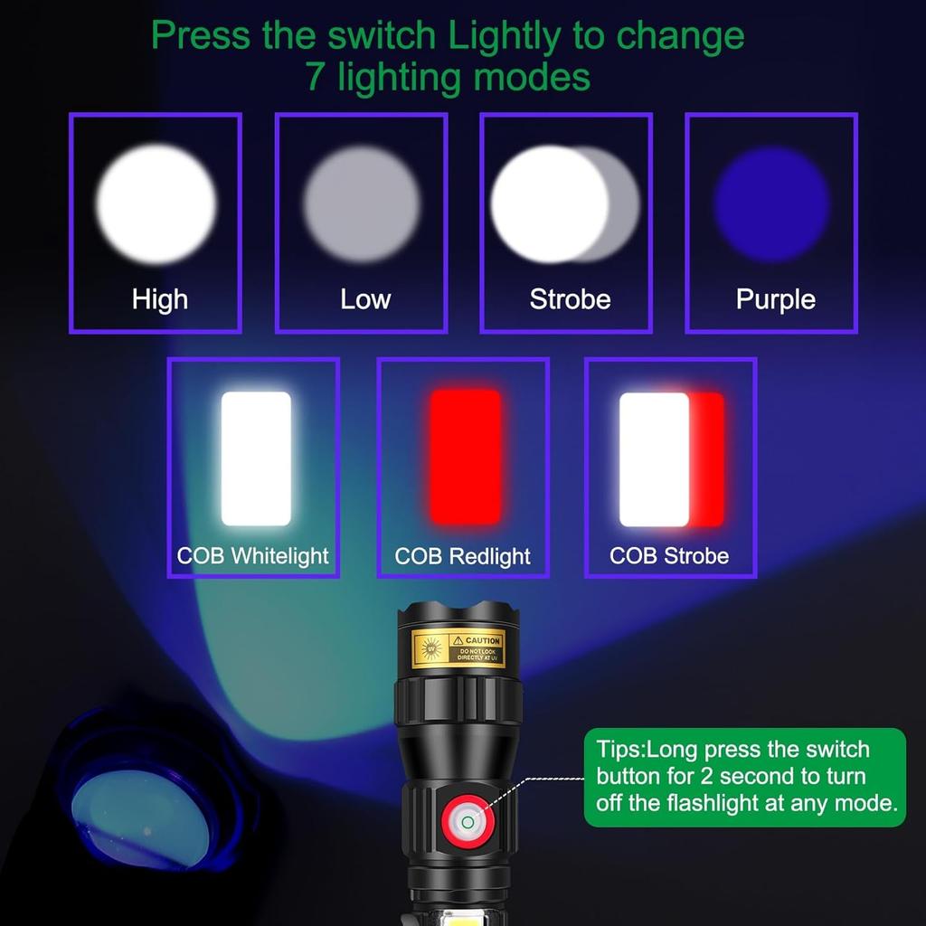 DARKBEAM 365nm UV Flashlight Black Light LED, 3-in-1 Ultraviolet Flashlight USB -C Rechargeable Woods Lamp Mini, Blacklight Flash Light Powerful