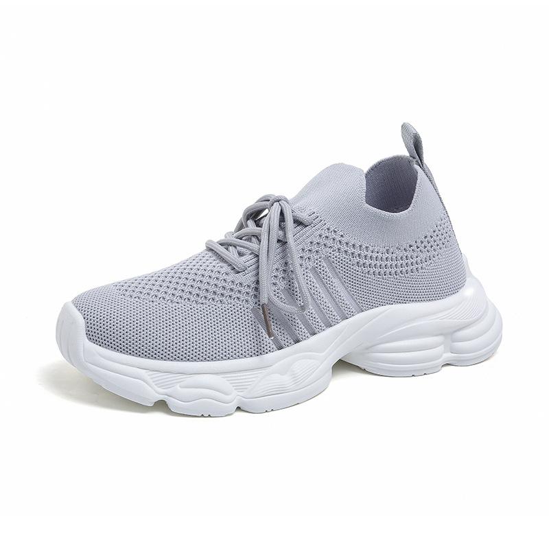 Summer new sports and leisure shoes mesh breathable low-top thick-soled non-slip heightening lace-up shock-absorbing single shoes