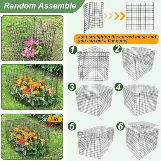 Plant Protector Cage Cage, Wire Mesh Panels with Stakes And Zip Ties, Metal Anti-Digging Poultry Guard for Protecting Vegetables Flowers Saplings from
