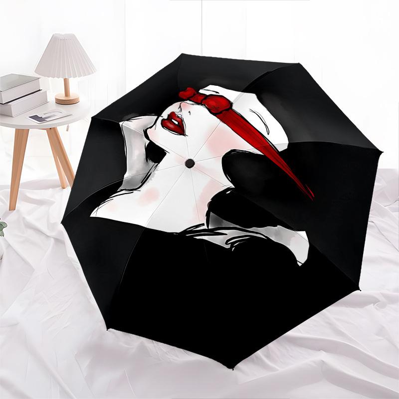 Snow White Themed Automatic Opening and Closing Umbrella, Brightly Colored 8-rib Portable Umbrella, Suitable for Men and Women, A Perfect Gift for Chr