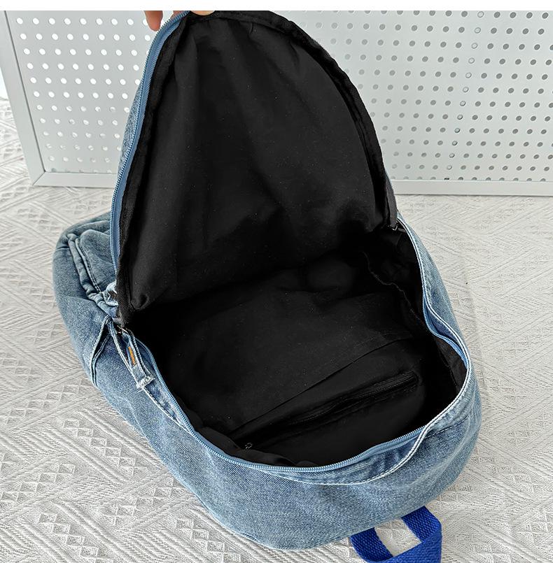 Women's Harajuku-Style Retro Washed Denim Backpack - Versatile and Simple Student Schoolbag