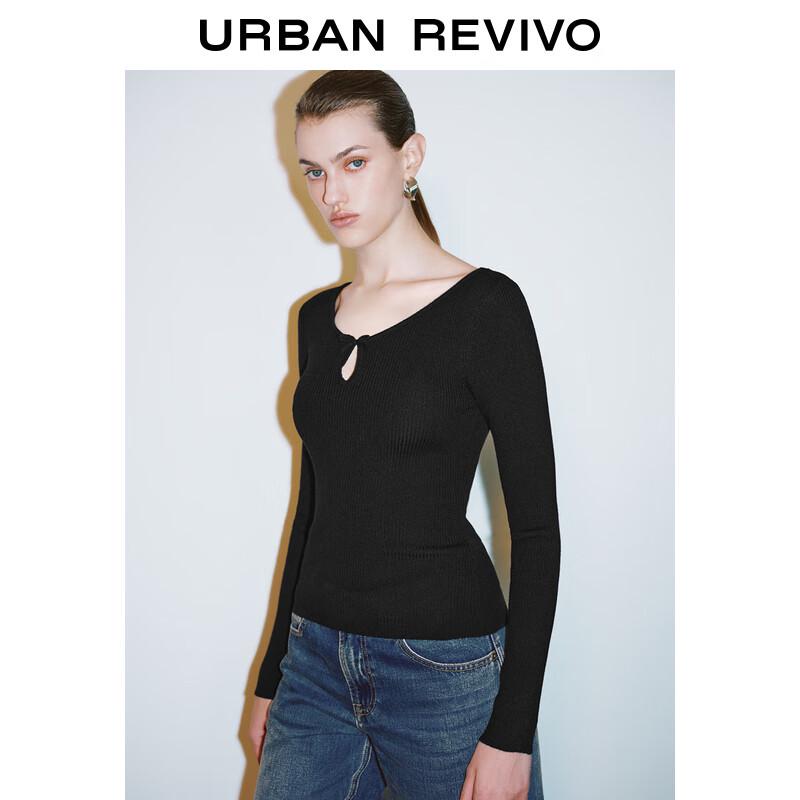 UR Women's V-Neck Knit Sweater with Bow Detail