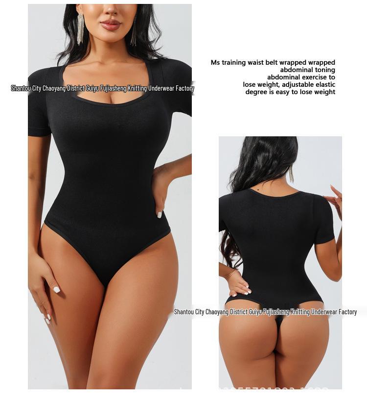 Europäischer & Amerikanischer Quadratischer Hals Nahtloser Kurzärmeliger Korsett-Jumpsuit