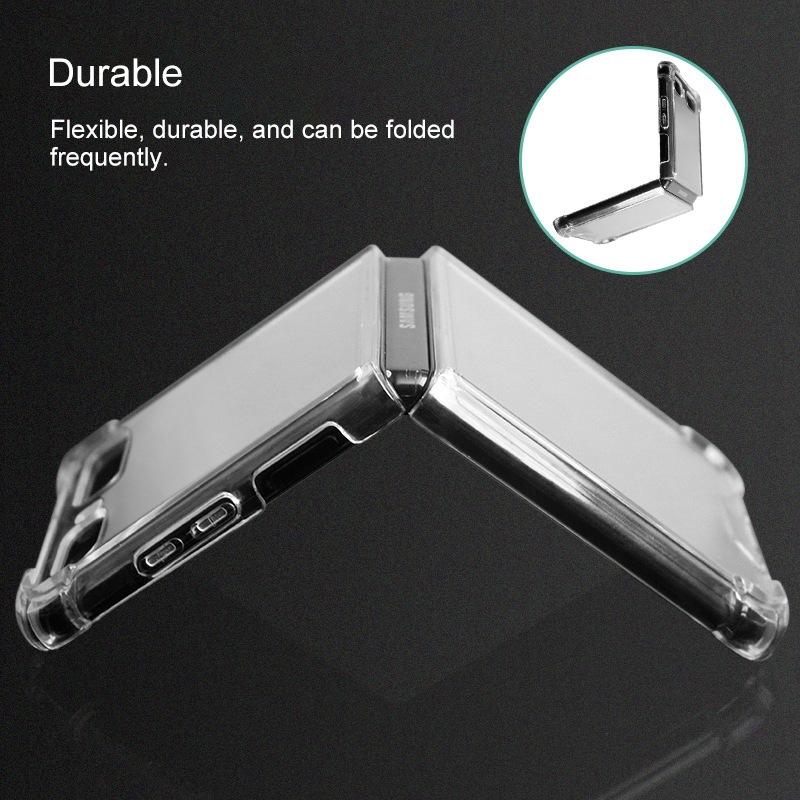 Transparent Case For Samsung Galaxy Z Flip 3 Soft Tpu +Pc Four -Corner Explosion -Proof Protective Cover For Galaxy Z Flip Case