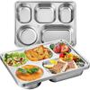 Snack with Compartments Rectangular Stainless Steel Dinner Plates Dividers Platter Serving Tray