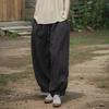 Johnature Pantaloni Larghi Vintage da Donna Primavera Vita Elastica Morbidi Larghi Pantaloni Monocolore Tasche Pantaloni Femminili
