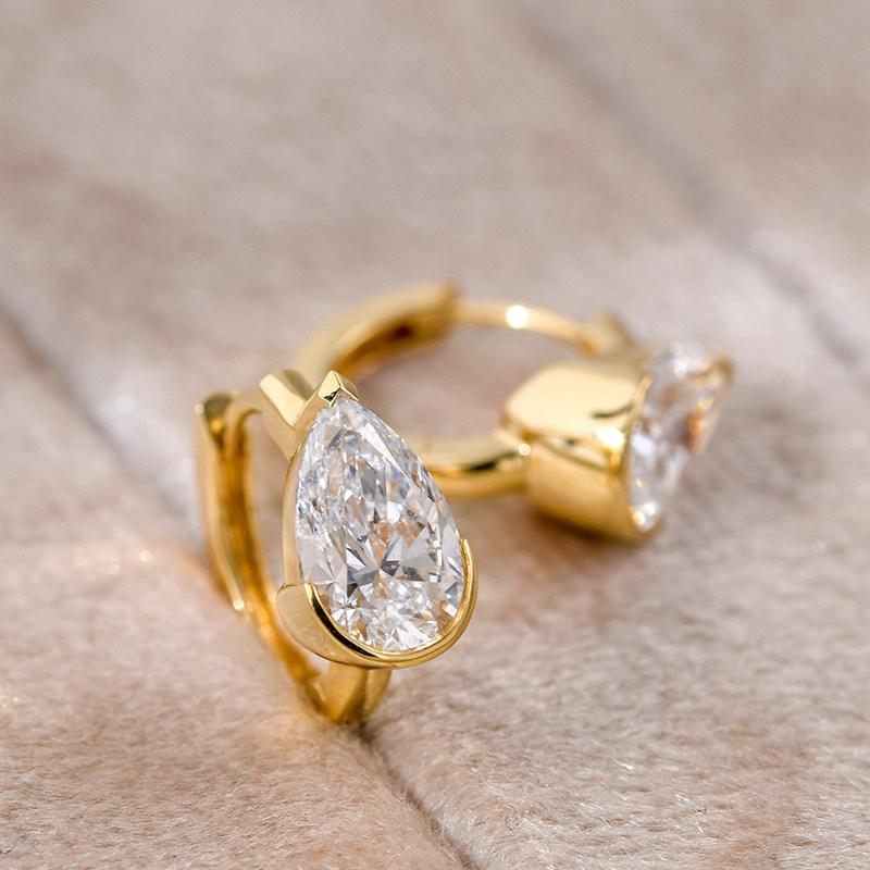 Xiaomi Huitan Solitaire Pear Cubic Zirconia Hoop Earrings for Women Gold Color/Silver Color Trendy Party Wedding Versatile Lady Jewelry