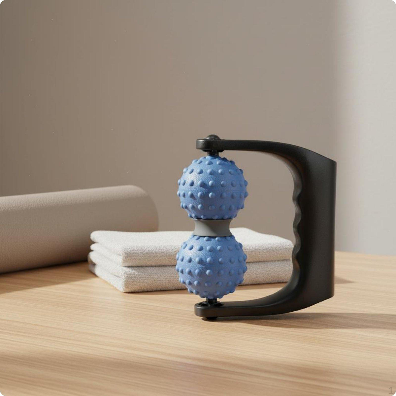 Double Ball Myofascial Release Handheld Massage Roller Deep Tissue Textured Body for
