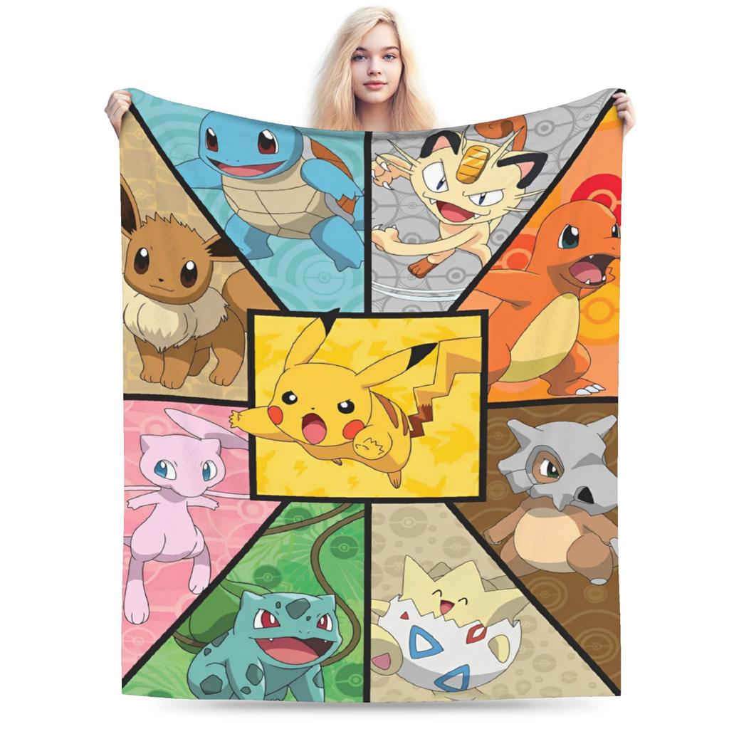 Japanischer Anime Pikachu Einfache Super Warme Decke Pokemon Plüsch Überwurfdecke Neuheit Sofa Stuhl Flanell Bettdecke Bettbezug