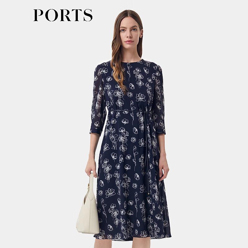 

PORTS Women s Designer Printed Cinched Waist Dress M