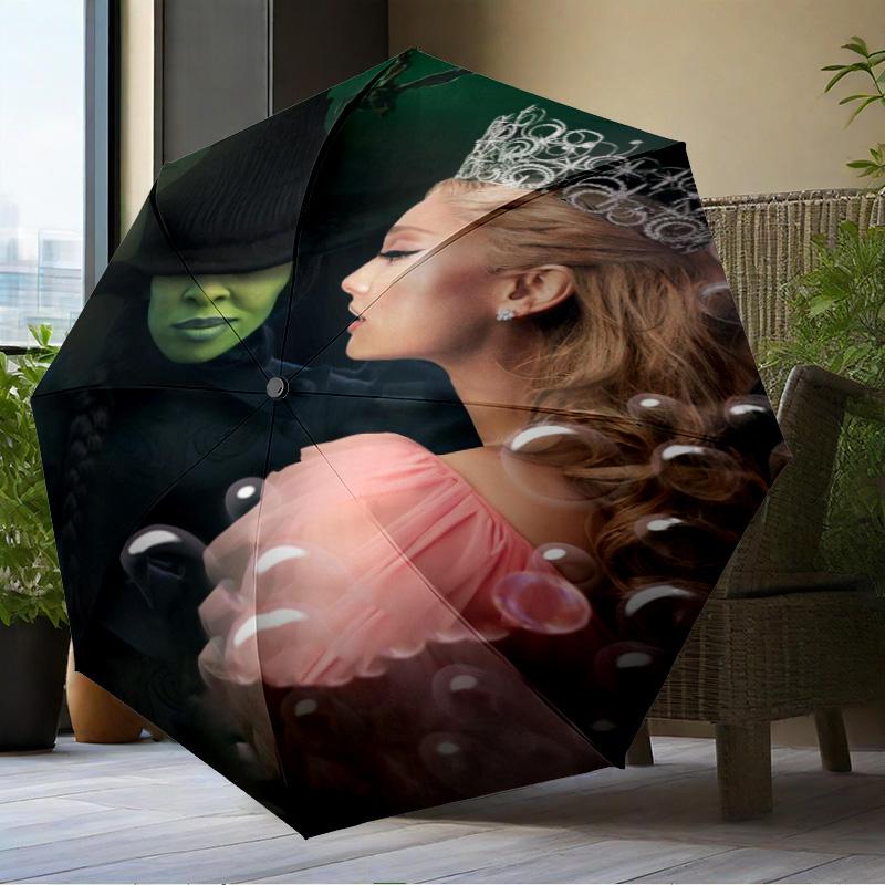 Magic Witch And Friendship Umbrella Folding Umbrella, Automatic Umbrella 8-Frame for Travel, Camping Use Gift for Halloween Christmas