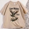 Sanit Michael T-Shirt Vintage Herren Damen Erzengel T-Shirt Katholischer Heiliger Christliches T-Shirt Lässig Rundhals Bedrucktes T-Shirt