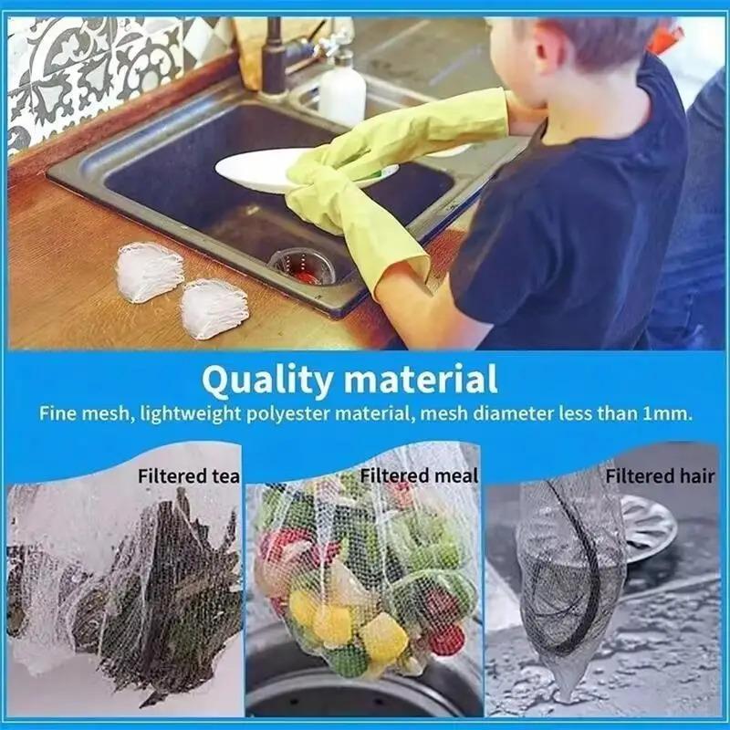 200/100/30pcs Disposable Sink Filter Mesh Bags Kitchen Sink Strainer Drain Hole Anti-blocking Garbage Bag Cleaning Strainers Net