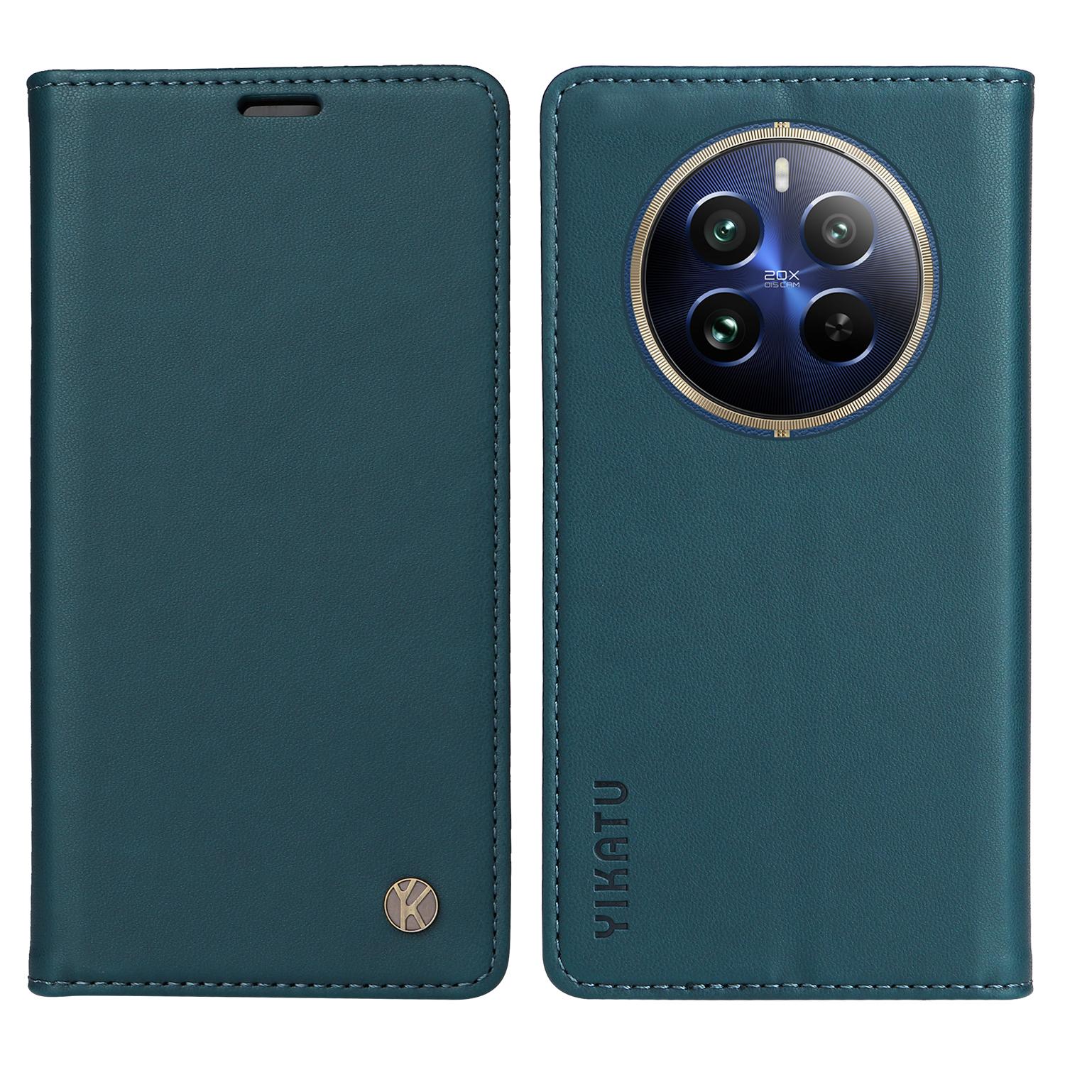 

YIKATU YK-001 For Realme 12 Pro 5G/12 Pro+ 5G Wallet Case Leather Folio Flip Phone Cover Green