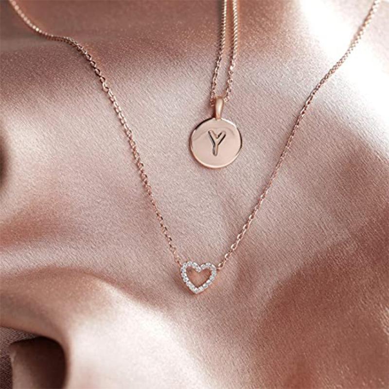 Love Diamond Engraved Necklace - Women's Heart-shaped Pendant Design - Collar Chain - Elegant Necklace - New Style