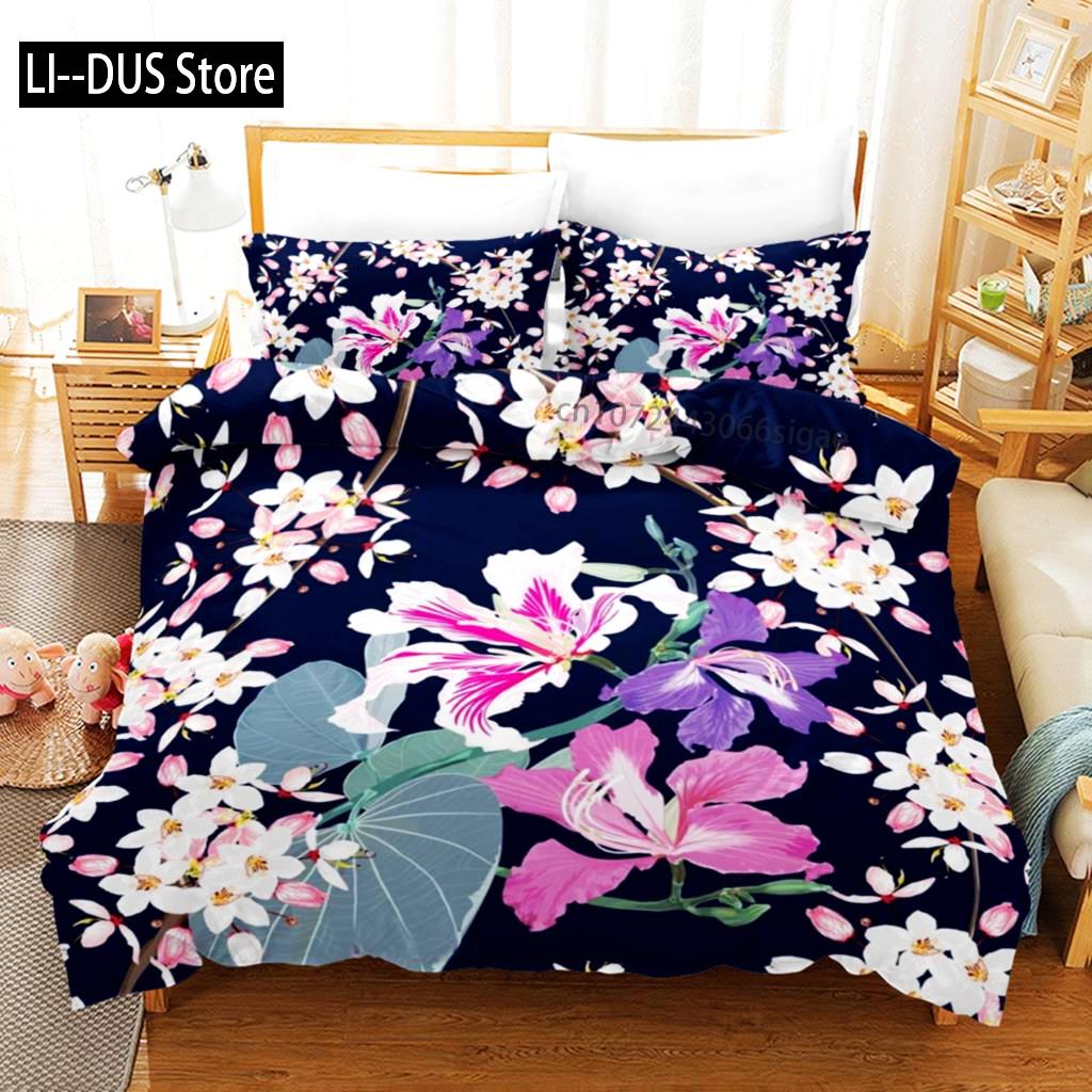 

Квіткова наволочка на ковдру Весняний різнокольоровий квітковий візерунок Комплект постільної білизни для дітей Підлітків Дорослих Мікрофібра Двоспальне Queen King Наволочка на ковдру EU single(135x200cm)