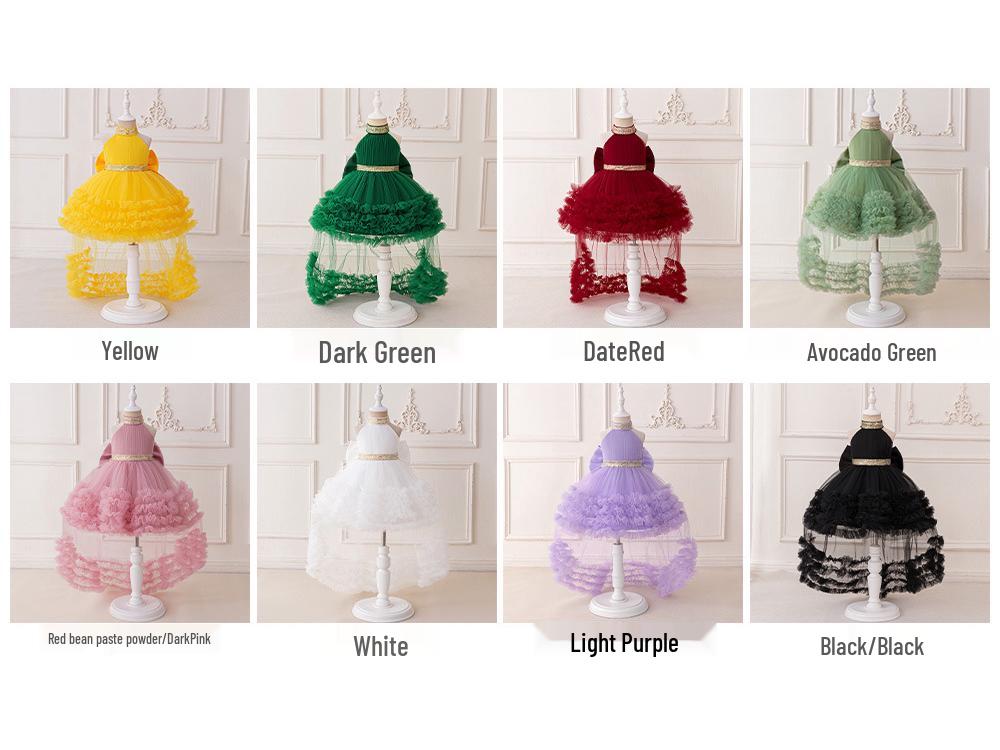 Children's Halter Princess Dress with Train & Puffy Mesh Skirt - Perfect for Evening, Holiday Parties, or Performances