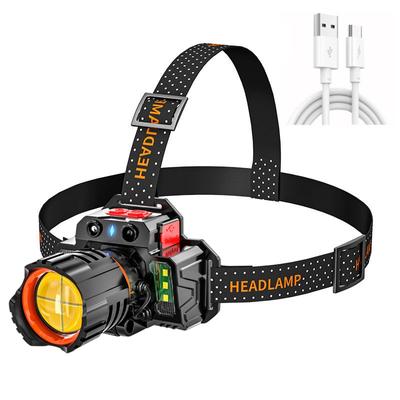 XHP50 LED-Stirnlampe, wasserdicht, 5 Modi, Taschenlampe, wiederaufladbar, USB, Angeln, Abenteuer, Camping, 18650 Scheinwerfer