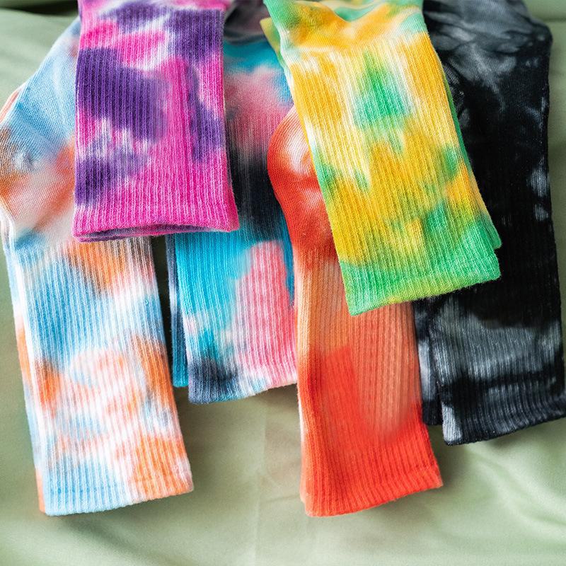 Gradient Tie-Dye Mid-Tube Cotton Socks - Women's Street Fashion & Sport Trend