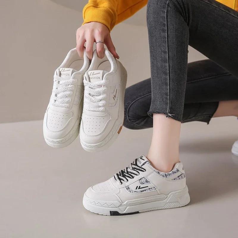 Fashion SyfIyno New Autumn Luxury Vulcanize Shoes Sneaker Shoes PU Leather Thick Sole Skateboard Shoes Sports Running Sneaker