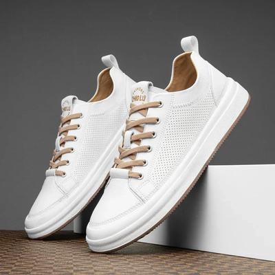 Herr Casual Skor Heta Sälj Andningsbara Läder Vita Festskor Herrskor Hög Kvalitet Sommar Lätta Bekväma Tenis Masculino