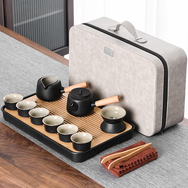 Lainuo Japanese Black Pottery 9-Piece Tea Set