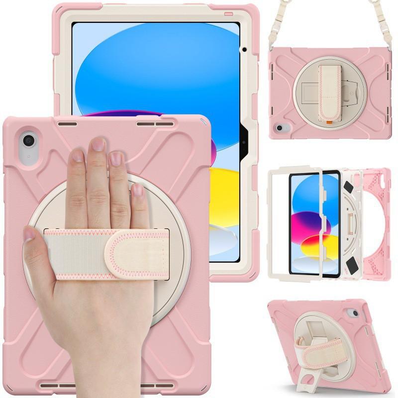 IPad Air 11 13 Protective Case With Rotating Kickstand Shockproof Plastic Cover Multi-Color Options Shoulder Strap