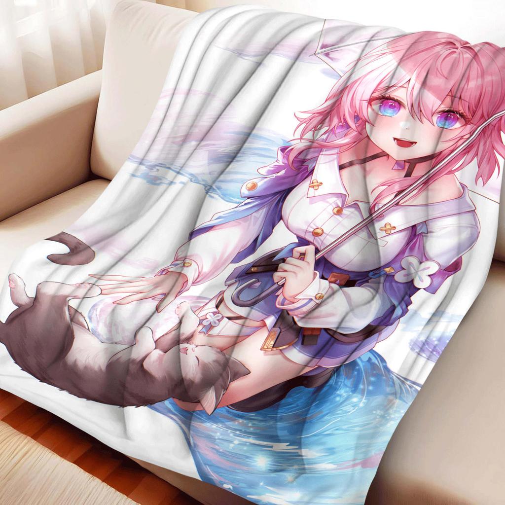 Cartoon Kirara Hutao Layla Flanelldecke Wärme Weich Anime Huohuo Elysia Glühwürmchen Nickerchen Decke Multifunktionale Dekor Decken