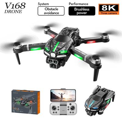 Neue V186 Mini-Drohne ESC HD Doppelkamera Bürstenloser optischer Fluss Hindernisvermeidung Leuchtender Quadcopter WIFI FPV Hubschrauber Spielzeug Geschenk