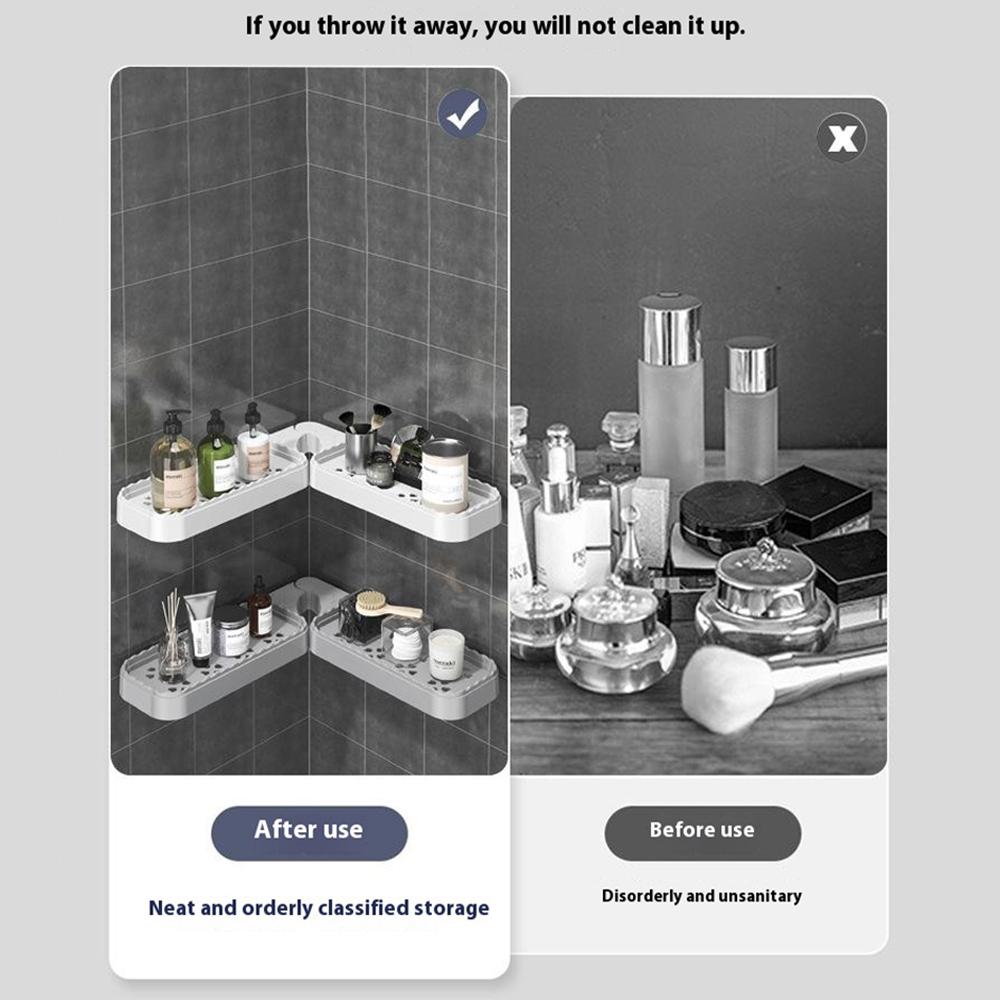 Rotating Corner Shelf Foldable Countertop Organizer Wall Mounted Triangle Rack for Bathroom/Kitchen