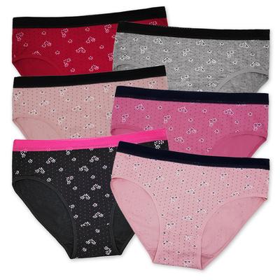 Sexy linda flor impressão feminina roupa interior de algodão plus size calcinha cintura média breve 6 pçs/set
