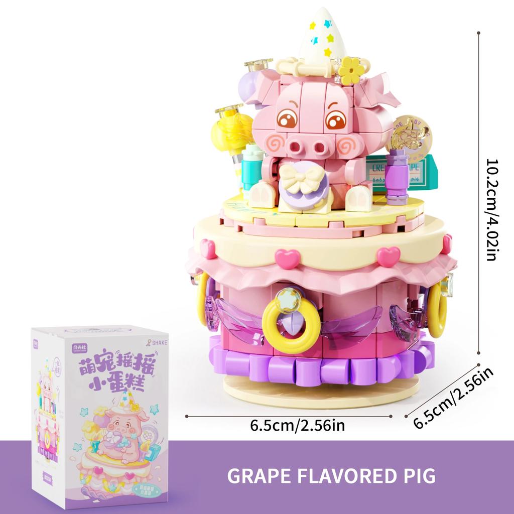 Niedliches Haustier Teetasse Kuchen Schüttelnde Bausteine DIY Tiermodell Montagebausteine Spielzeug Schreibtischdekoration Kinder Feiertagsgeschenke