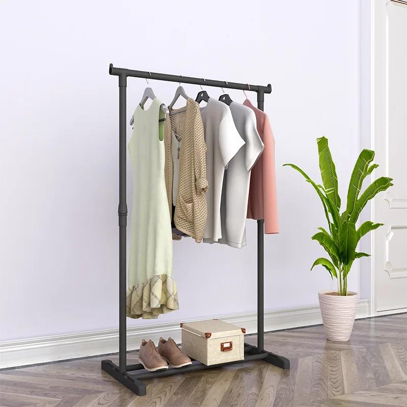 Double Pole Coat Rack Simple Reinforced Steel Frame Clothing Rack Bedroom Mobile Drying Rack Minimalist Floor Clothes Hanger